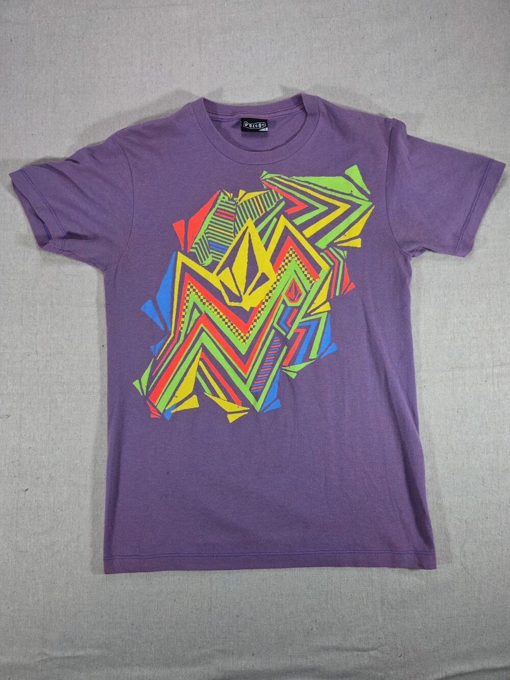Volcom Stone Graphic T-Shirt Men's Small Purple Multicolor Skate Surf Cotton